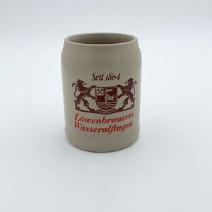 Vintage German stoneware beer stine mug Lowenbrauerei Wasseralfingen Seit 1864